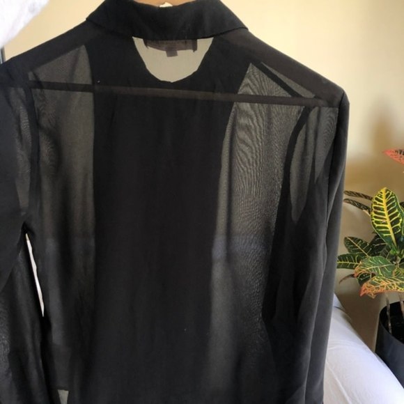 Philosophy Small Semi Sheer Pearl Button Up Black - Picture 3 of 7